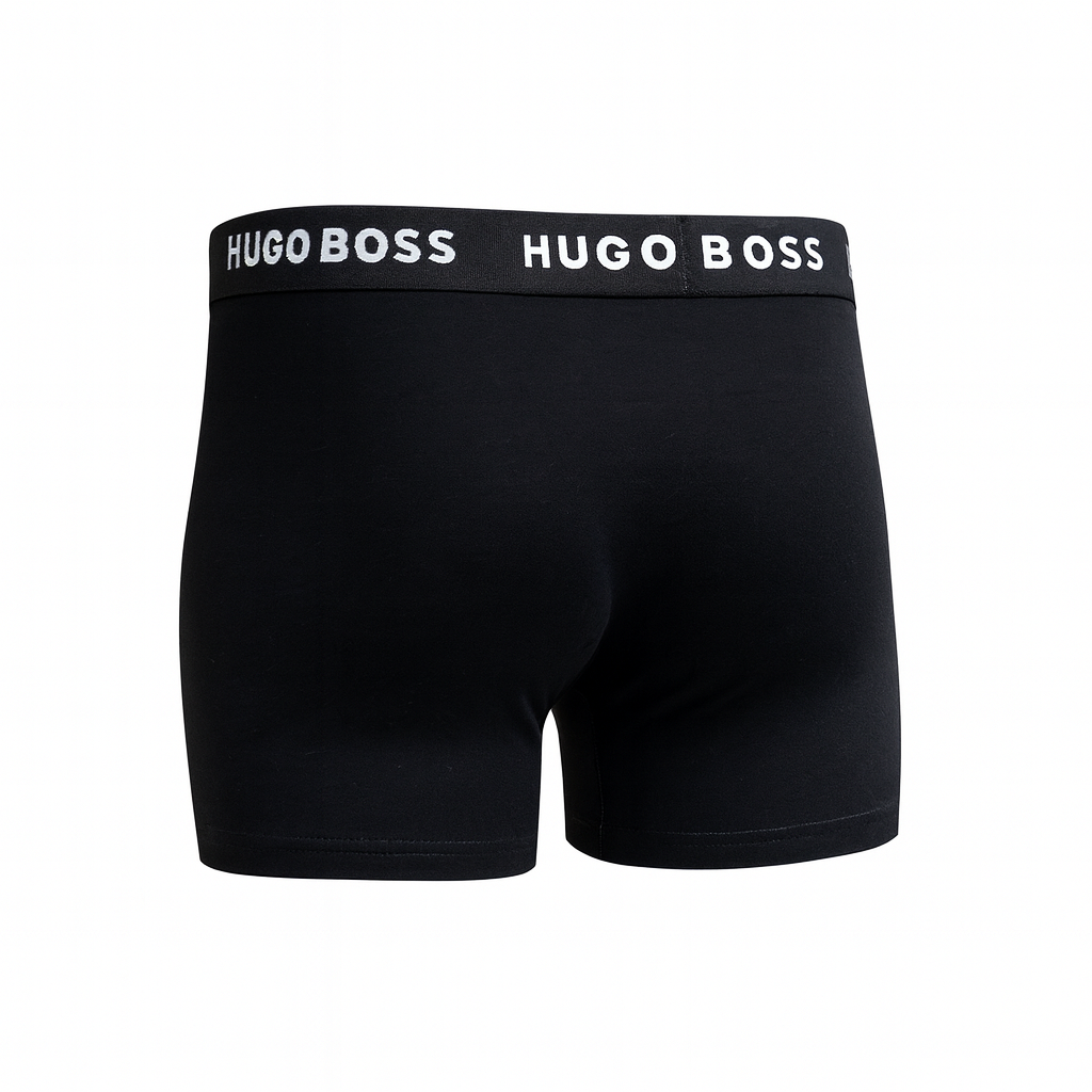 HUGO BOSS MENS BOXERS TRUNKS 3 PACK BLACK/ BLACK/ BLACK CLASSIC FIT - New 🏴