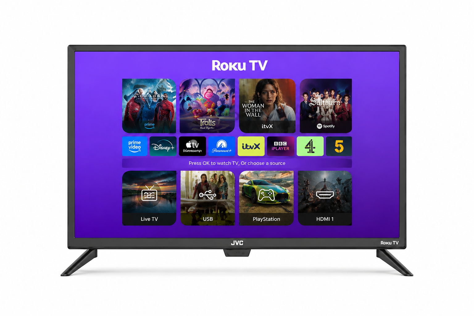 JVC LT-24CR230 Roku TV 24" Smart HD Ready HDR LED TV