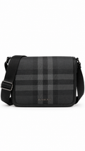 Burberry Alfred Charcoal Check-Print Messenger Bag - Authenticity Guaranteed