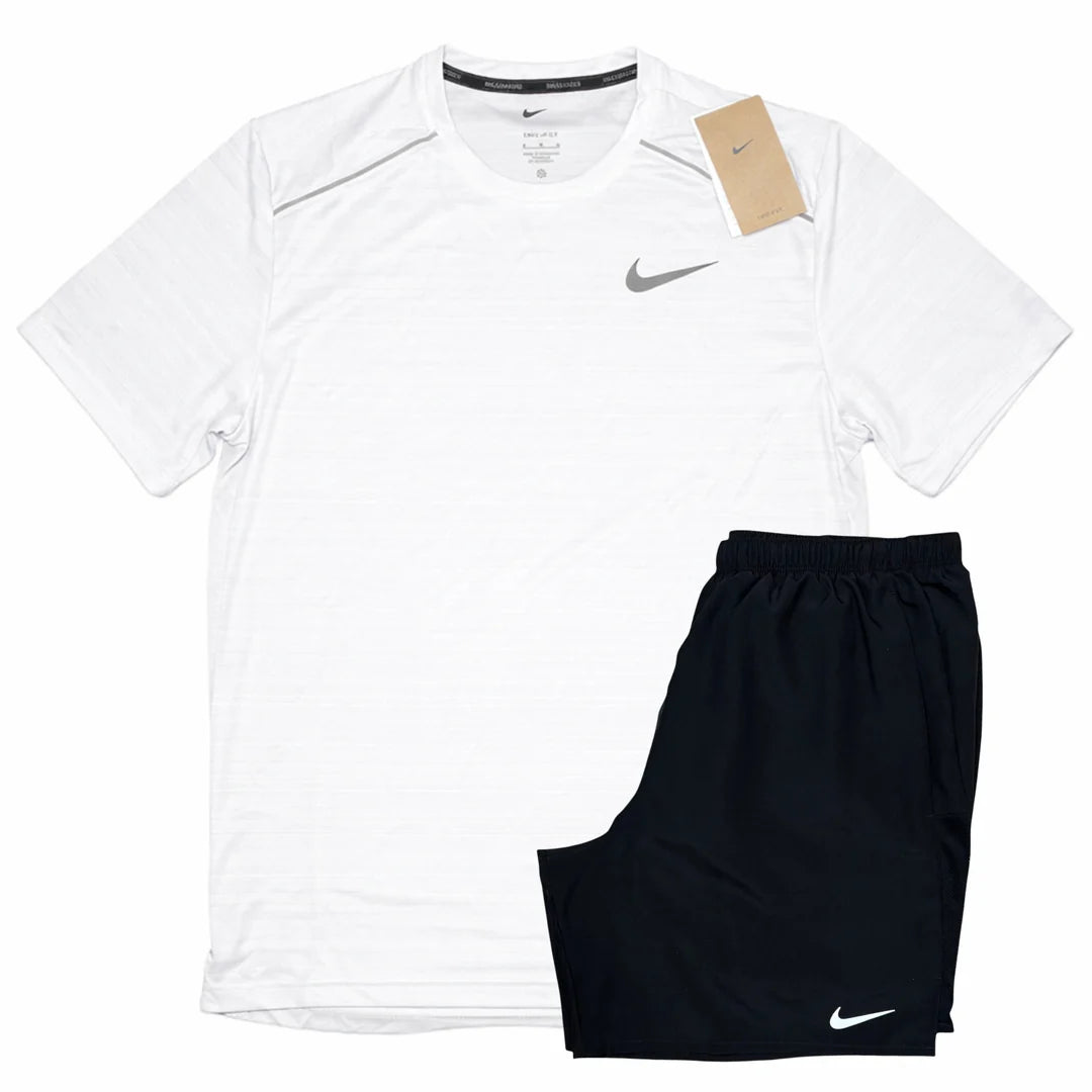 Nike Dri-Fit White/Black T-Shirt and Shorts Set - New