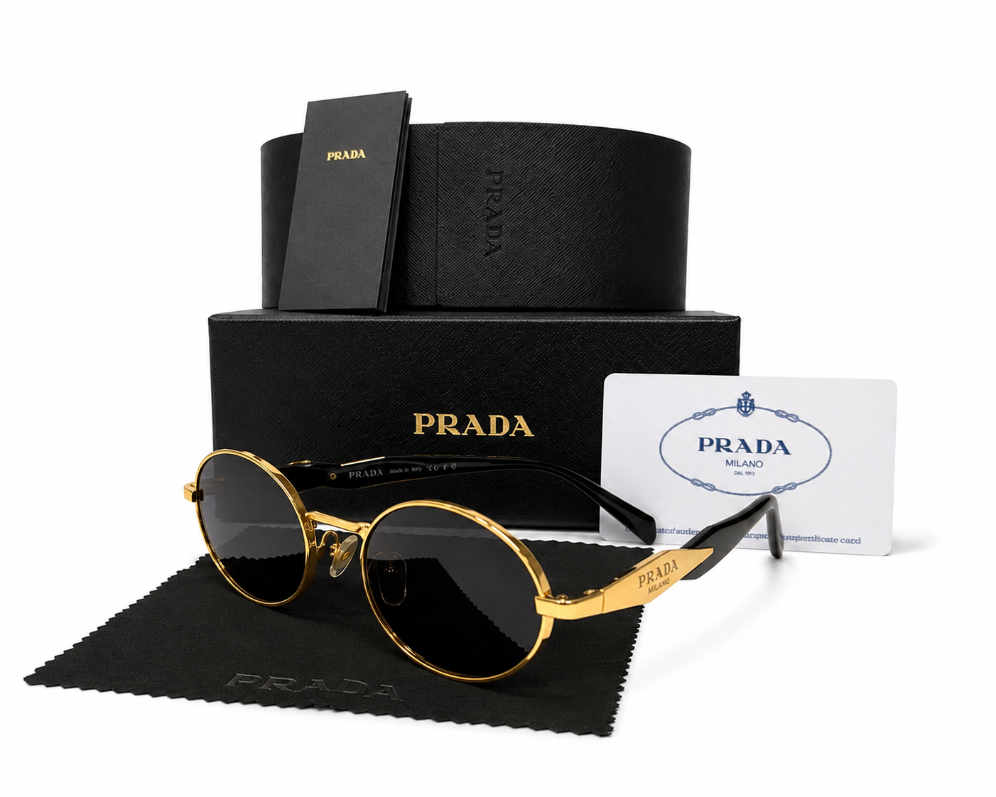 Prada Gold Oval Sunglasses