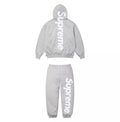 Supreme Satin Appliqué Hooded Sweatshirt & Sweatpants Set Grey ✅