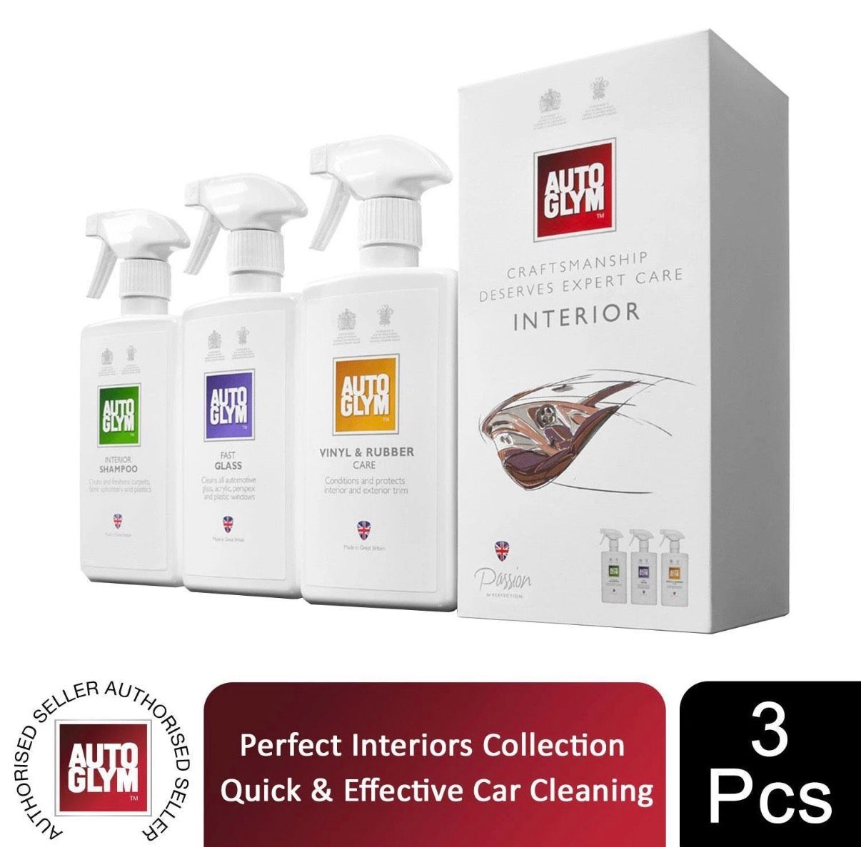 Autoglym The Perfect Interior Collection Kit Ideal for Car Cleaning, 3pcs