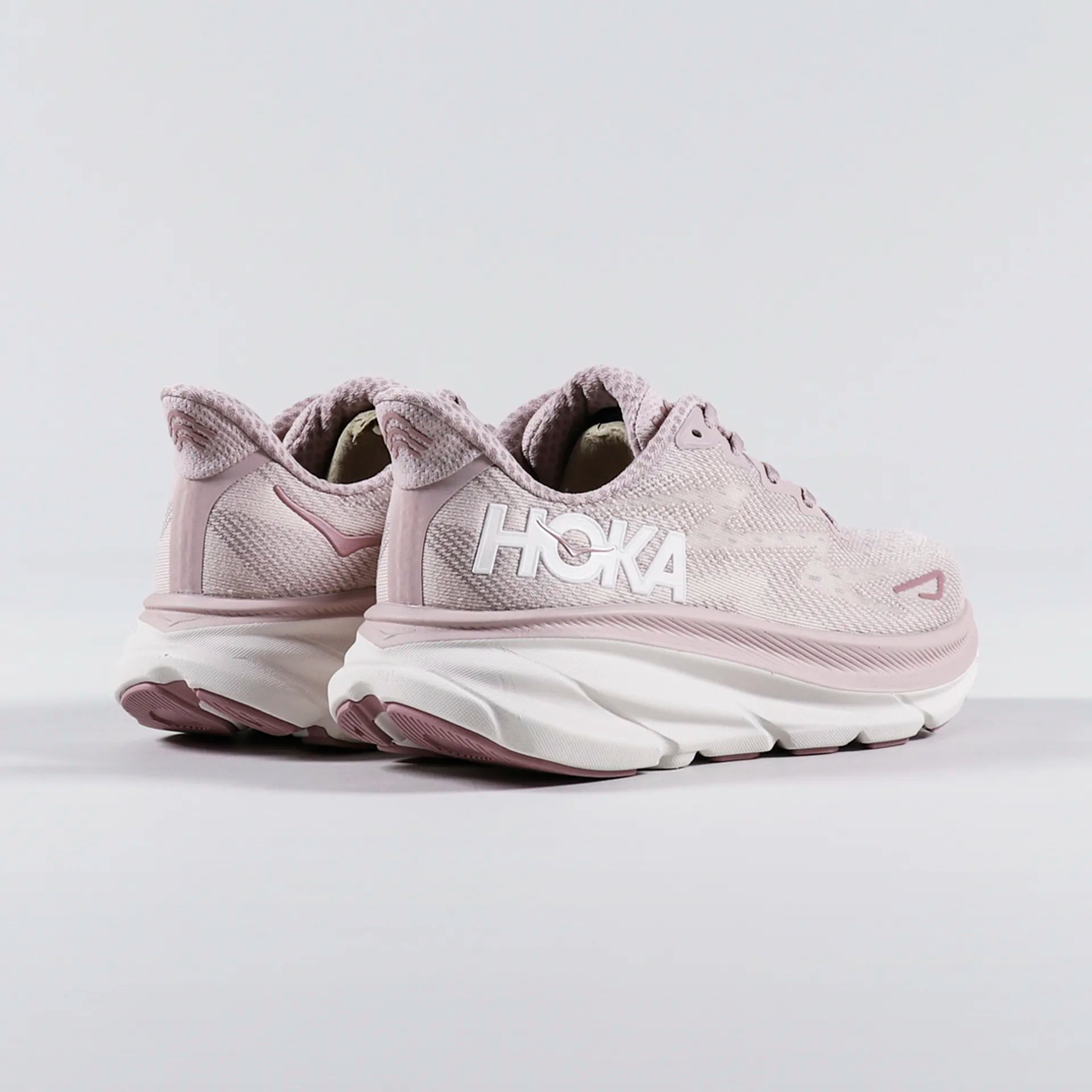 Hoka Clifton 9 Running Trainers Dusty Pink & White 🏴☑️