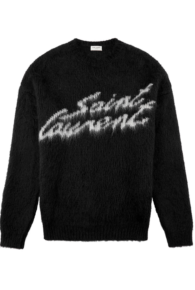 SAINT LAURENT Logo mohair-blend jumper