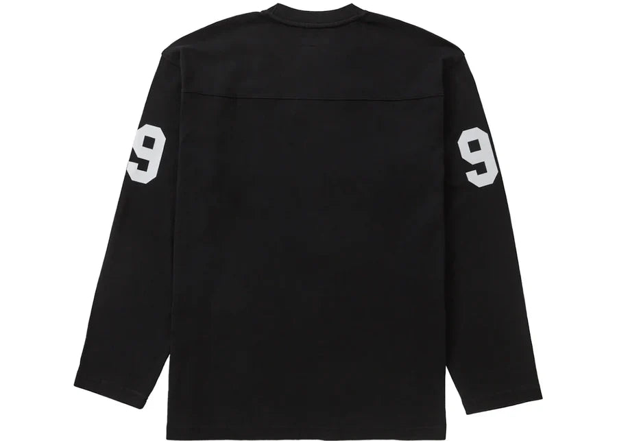 SUPREME 99 LONG SLEEVE FOOTBALL TOP BLACK ✓ – Azza Exclusive SUPREME 99 LONG SLEEVE FOOTBALL TOP BLACK ✓ – Azza Exclusive