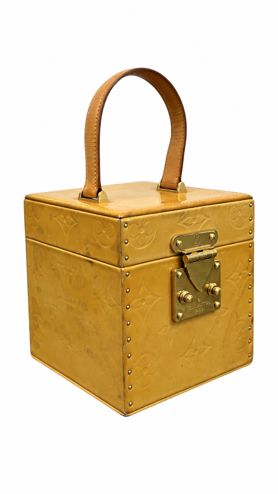 Louis Vuitton Women's Monogram Vernis Bleecker Box Handbag Gold - Authenticity Guaranteed