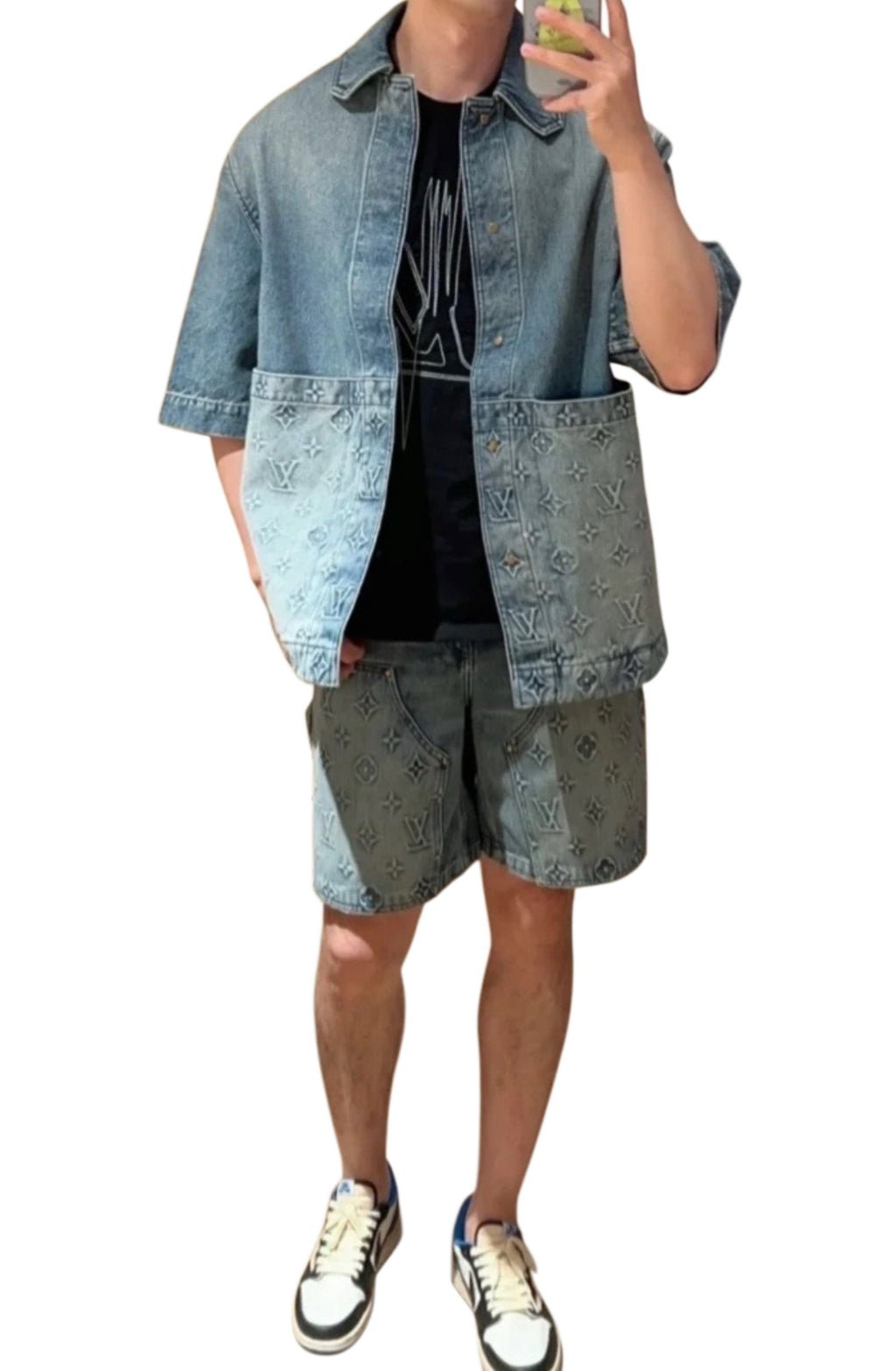 LV Denim Shorts Set