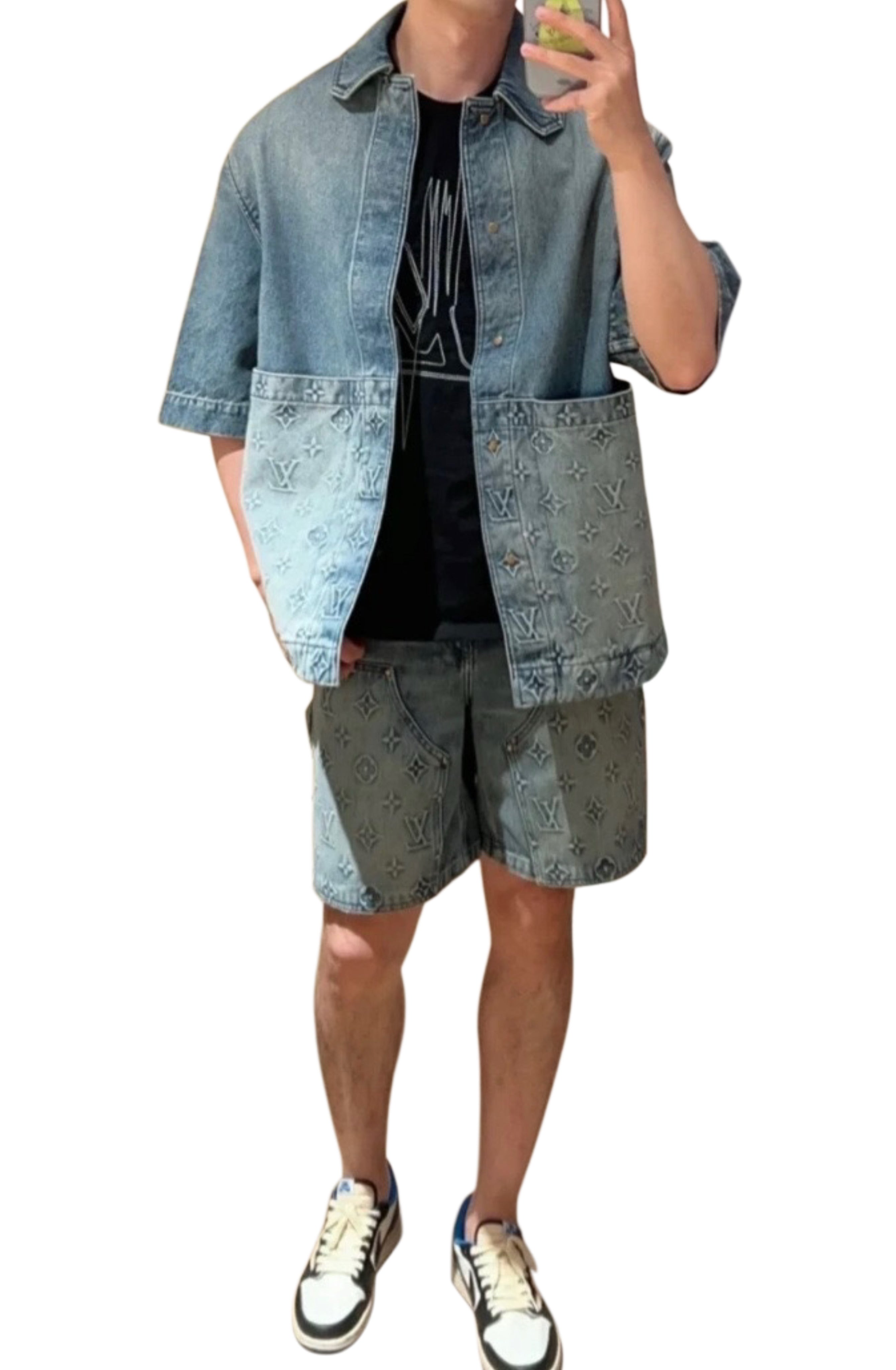 LV Denim Shorts Set
