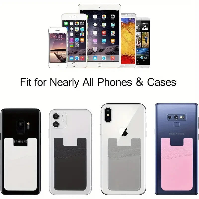 Silicone Credit Card ID Cash Holder Wallet Pouch Stick-On Mobile Phone Pocket - New 🏴