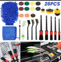 26PCS Car Cleaning Kit Auto Interior Exterior Detailing Brush Set w/Gloves Towel