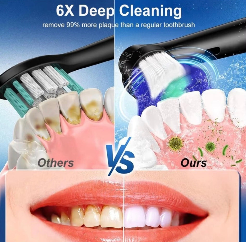 Rotating Electric Toothbrush, Smart Timer 4 Brush Heads 5 Modes USB Rechargeable - New 🏴