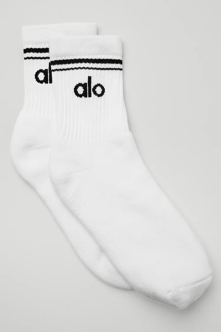 Alo Yoga Half-Crew Throwback Socks White - New 🏴