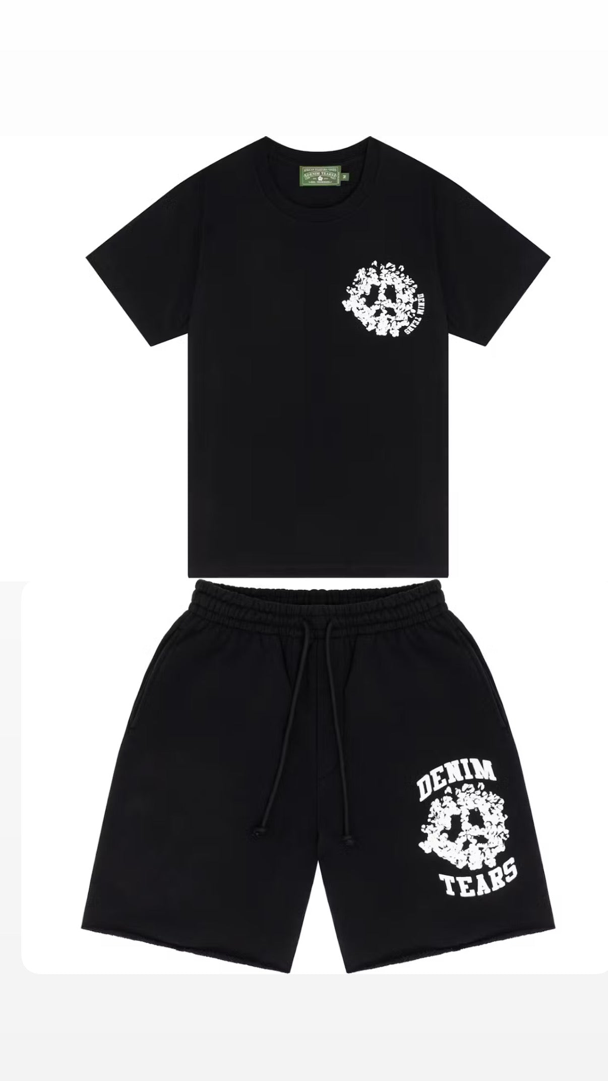 Denim Tears T Shirt And Shorts Set Black White✔️