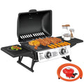 Outsunny Portable Tabletop Gas Barbecue Grill with Thermometer, Black