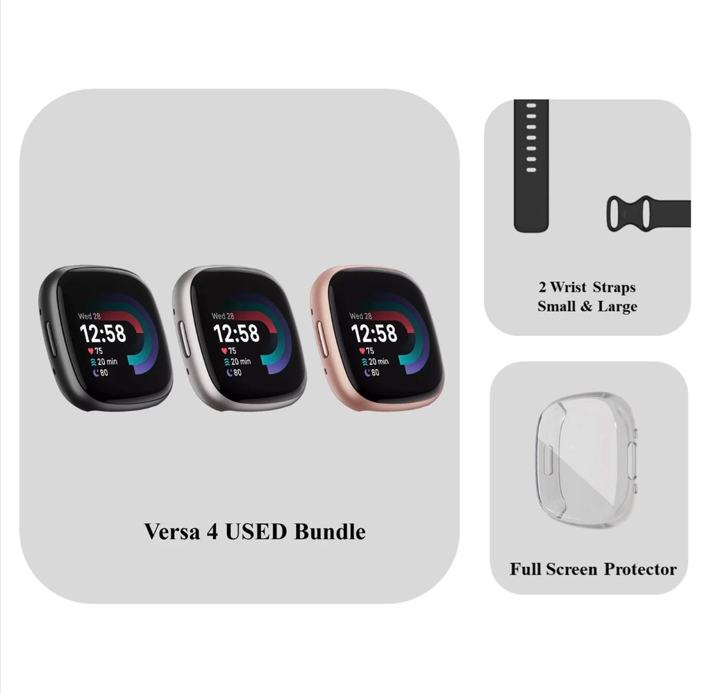 Google Fitbit Versa 4 Smart Watch BUNDLE-Charger, Case & x2 Straps Included-USED⚫️