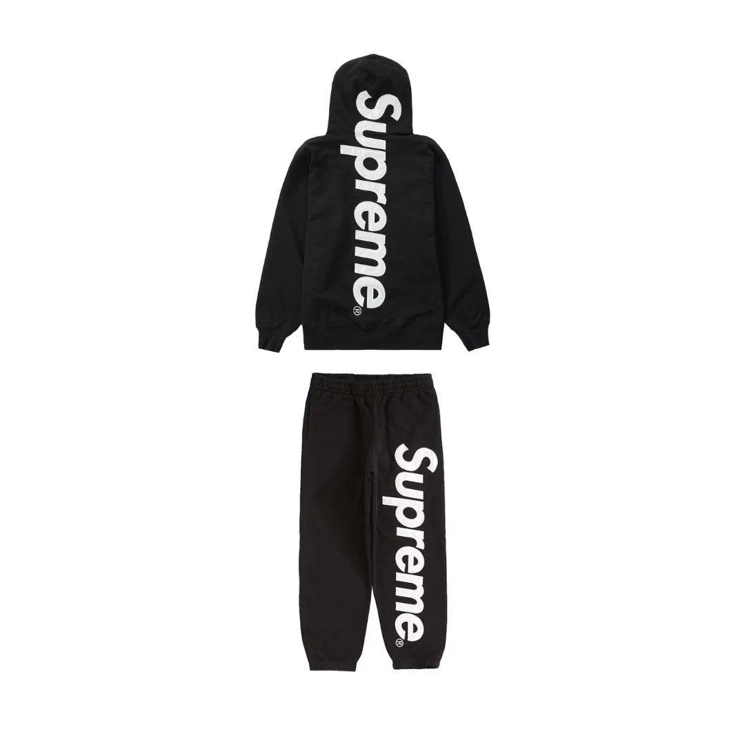 Supreme Satin Appliqué Hooded Sweatshirt & Sweatpants Set Black ✅