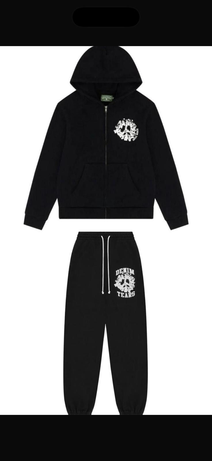 Denim Tears Denim University Zip Hoodie Full Tracksuit Black