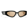 Chanel CH6056 54mm Cat Eye Sunglasses in Black and White With Tea Lenses