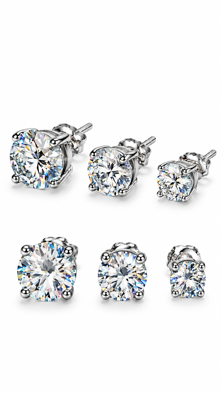 925 Four Prong Silver Studs