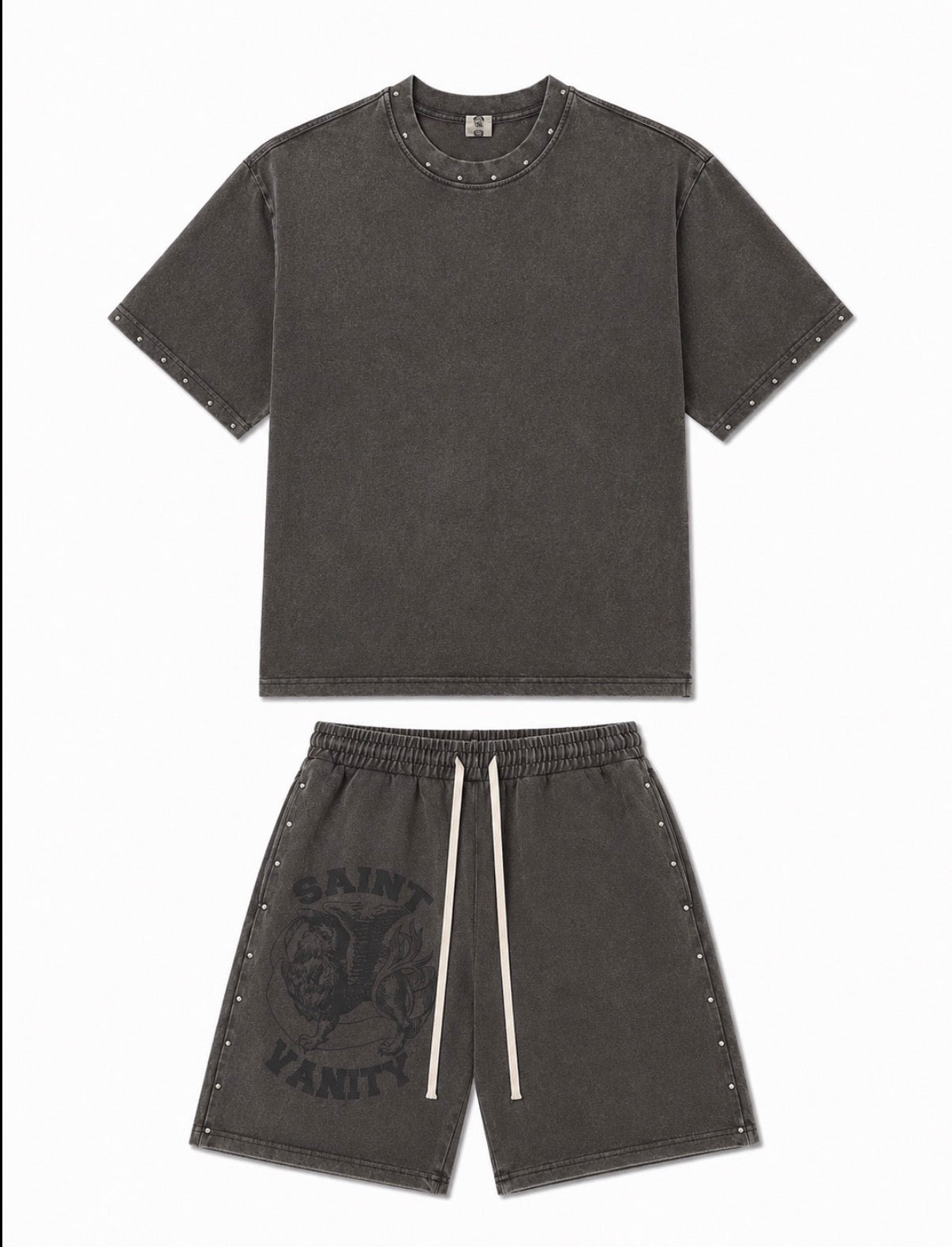 Saint Valley TERRY Short Set "FADED Grey”