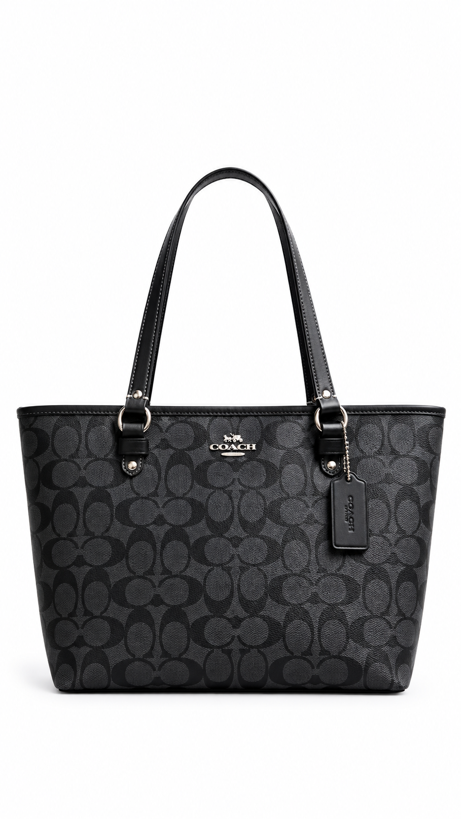 Coach City Tote Bag Zip top in Signature Canvas Black & Grey - Authenticity Guaranteed