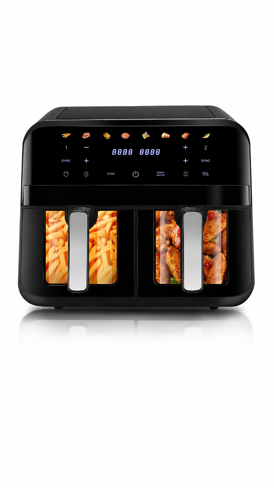 OYAJIA Dual Zone Digital Air Fryer 9L | 2 Drawers, Air Fry, Max Crisp, Roast, Bake, Reheat, Dehydrate.