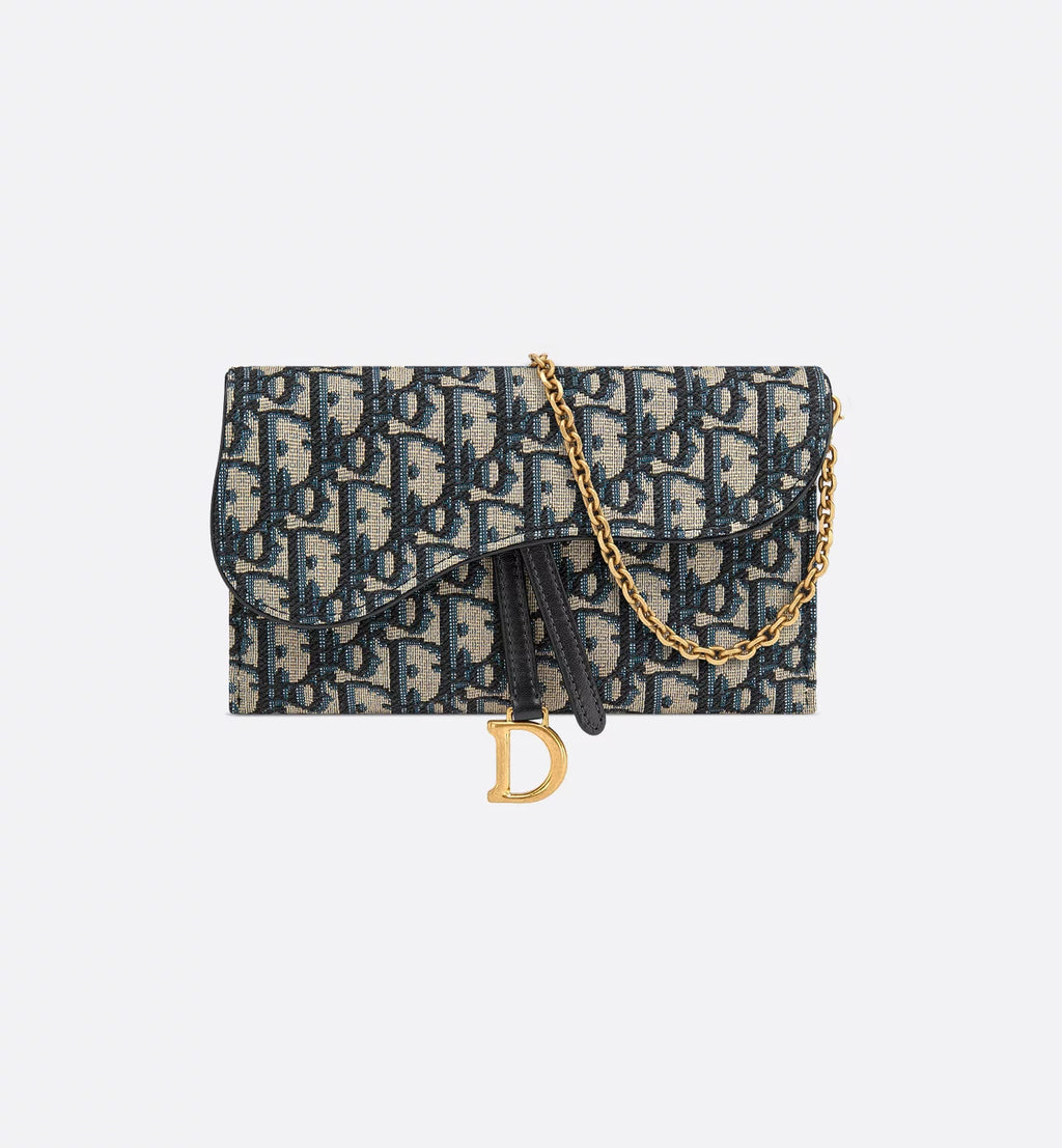 Small Saddle Pouch with Chain
Blue Dior Oblique Jacquard