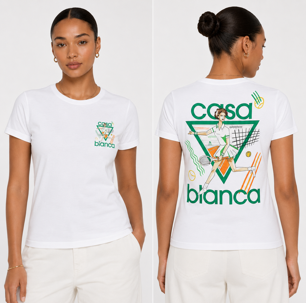 Women's Logo Cotton Cropped Tennis T-Shirt - Authenticity guaranteed