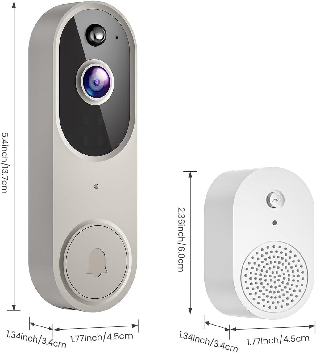 1080P Wireless Video Doorbell Camera with Ring Chime, Smart AI Human Detection - New 🏴