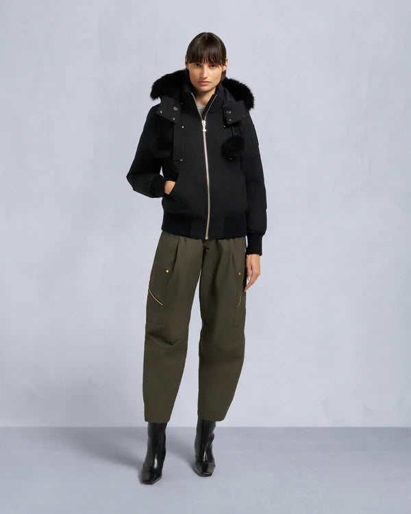 Moose knuckles ORIGINAL DEBBIE SHEARLING TRIM BOMBER JACKET