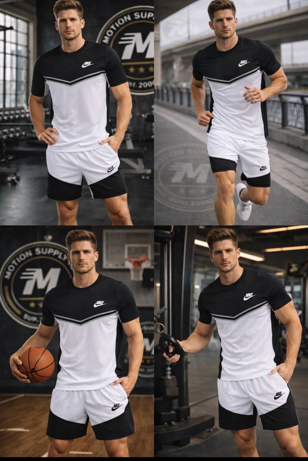 Nike Dri-Fit Set | Men’s T-Shirt & Shorts | White/Black | Gym/Running | M L XL🏴☑️