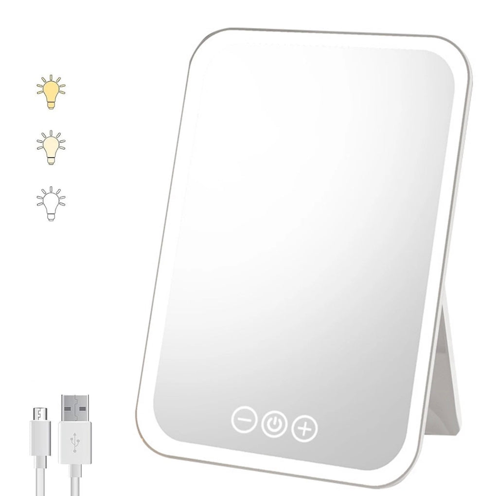 Rechargeable LED Makeup Mirror, 3 Color light, Touch Screen for Travel, Cosmeic