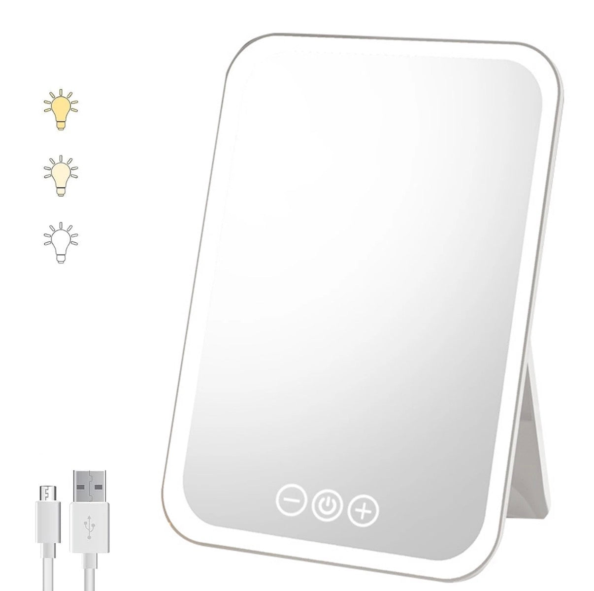 Rechargeable LED Makeup Mirror, 3 Color light, Touch Screen for Travel, Cosmeic