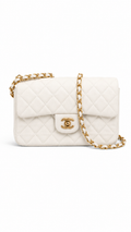 Chanel White Quilted Flap Bag with Gold Hardware