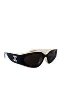 Chanel CH6056 54mm Cat Eye Sunglasses in Black and White With Grey Lenses