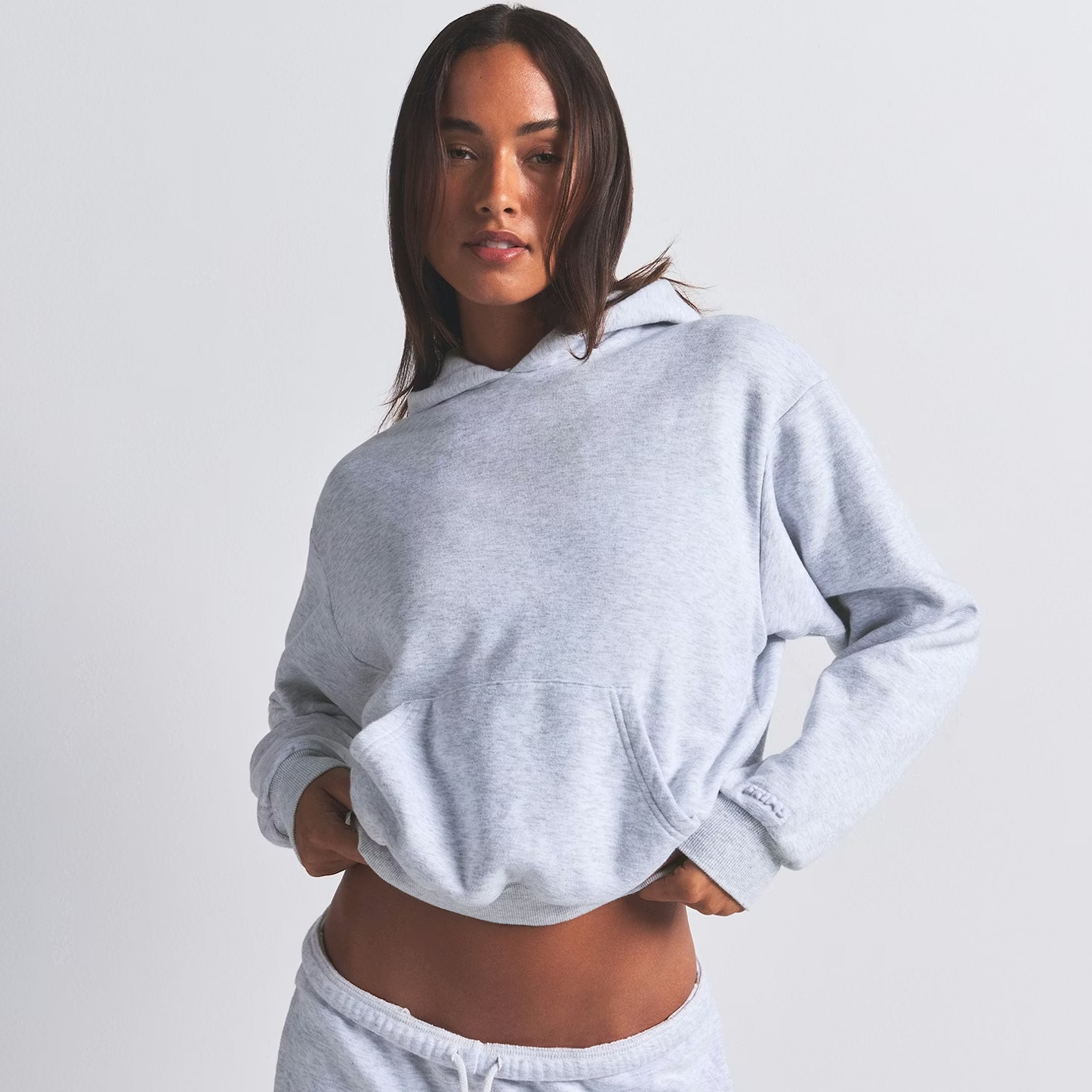 SKIMS Cotton Fleece Classic Hoodie in Light Heather Grey - New 🏴