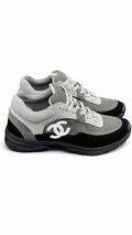 Chanel CC Classic Suede Runners Trainers - Grey/Black