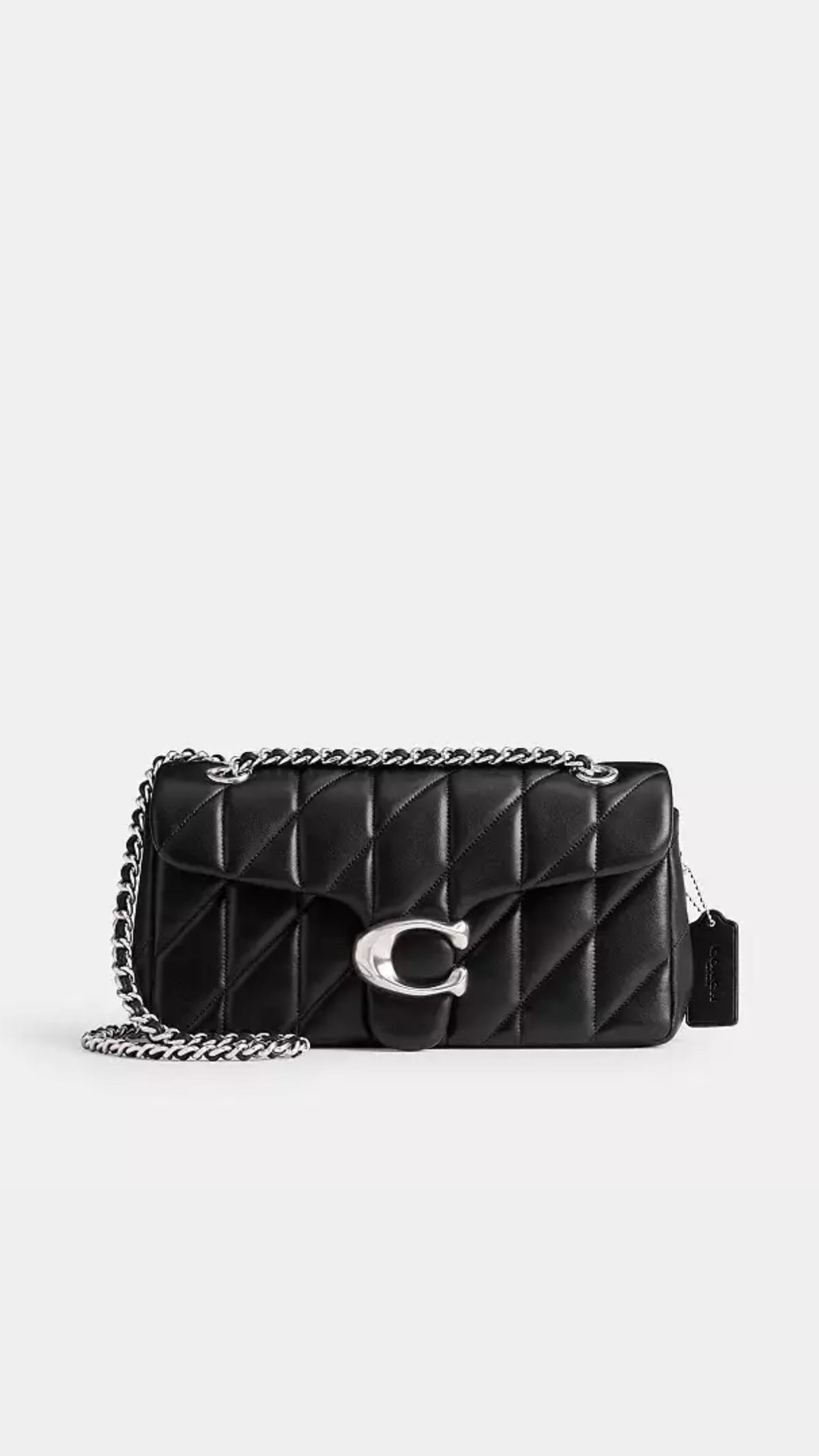COACH Tabby 26 Quilted Leather Shoulder Bag Black Silver