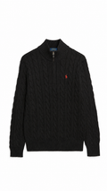 Ralph Lauren Cable Knit Quarter Zip - Black