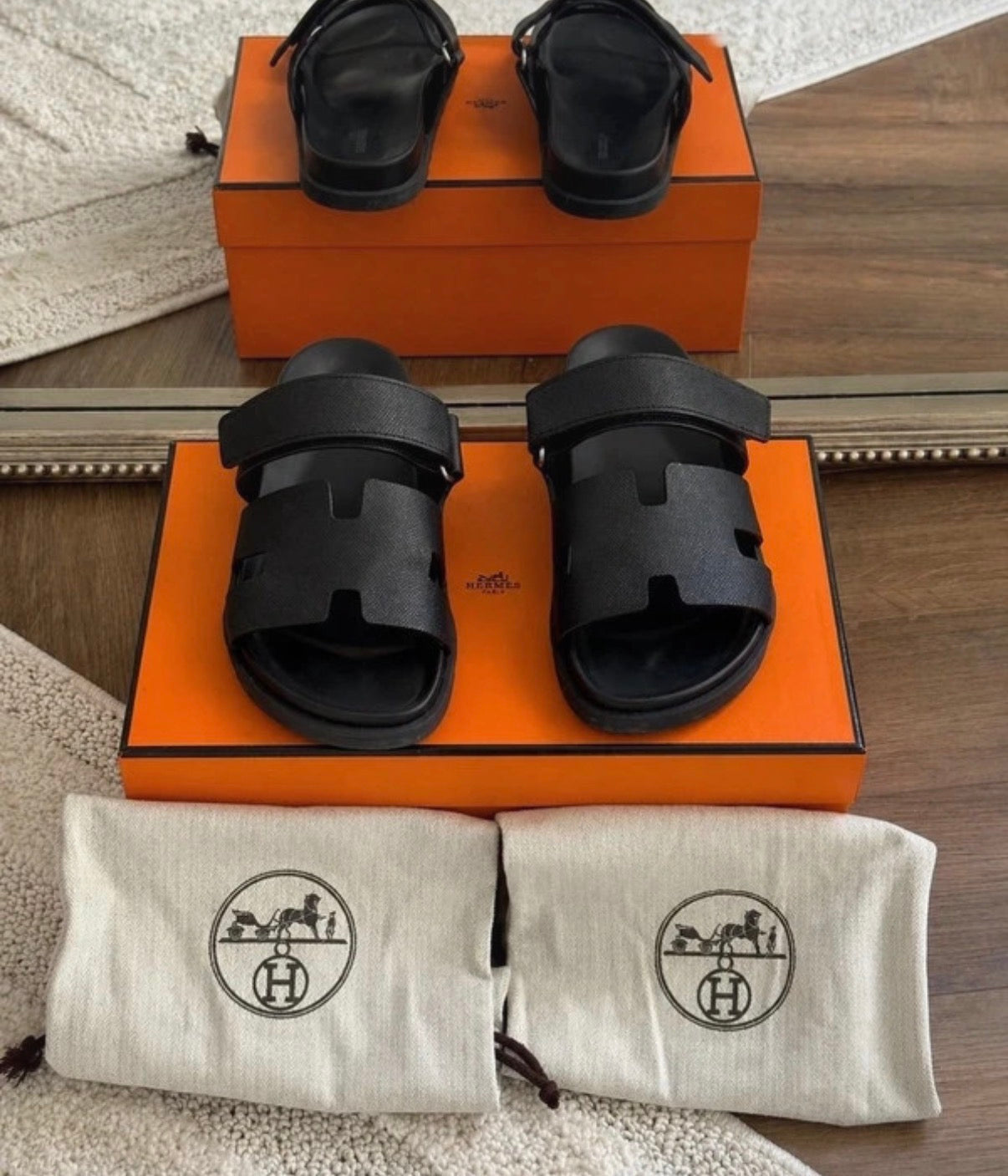 Hermès Chypre Sandals Black - EU 40 Box & Dust Bags - Rare⚫️☑️