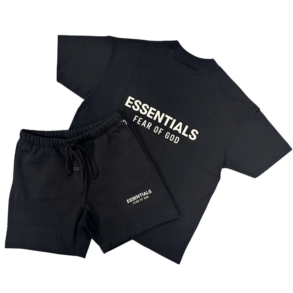 Fear Of God Essentials ‘JET BLACK’ Short Set (SS25)