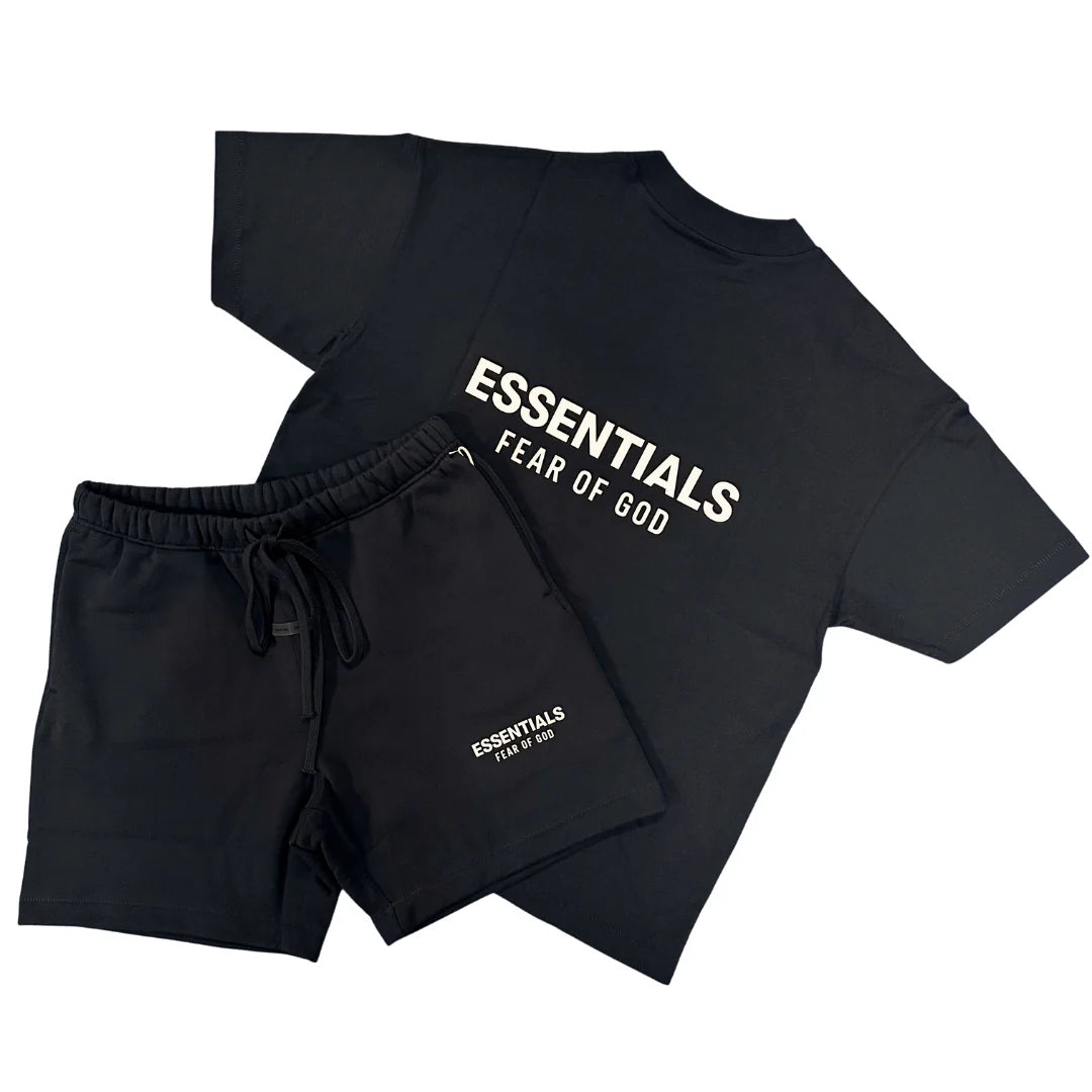 Fear Of God Essentials ‘JET BLACK’ Short Set (SS25)