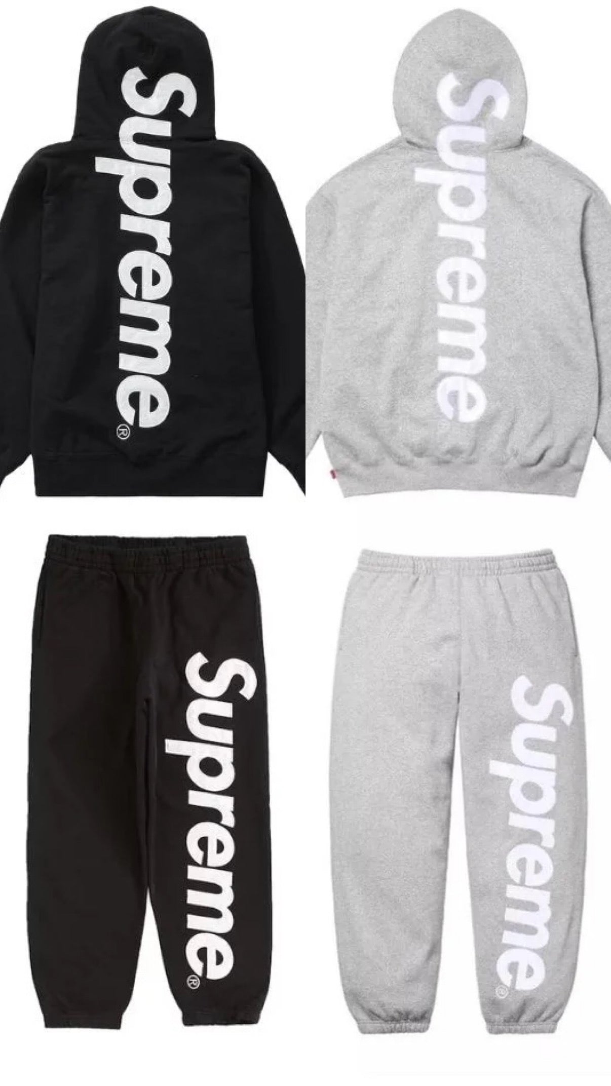 SUPREME SATIN APPLIQUE HOODED SWEATSHIRT & SWEATPANT SET✔️