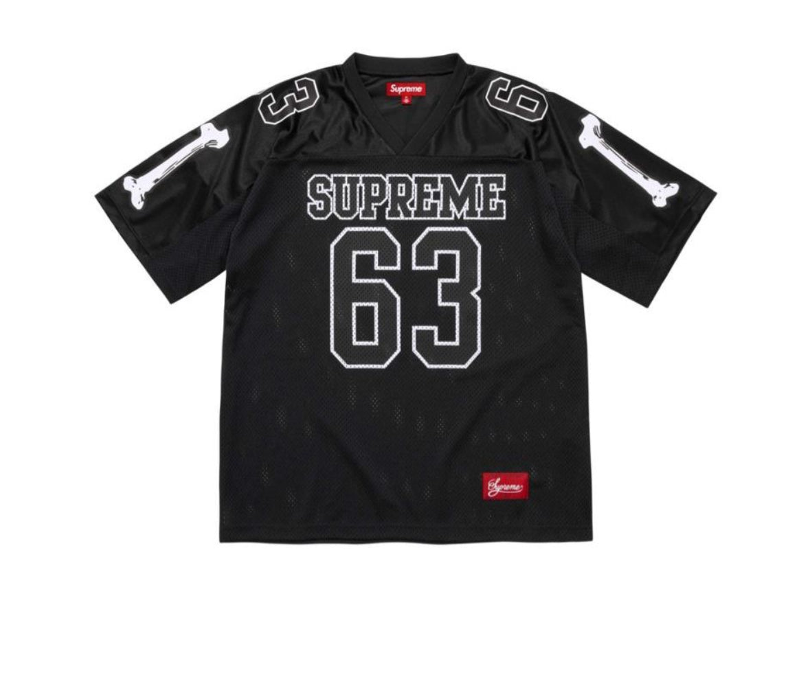 SUPREME BLACK STADIUM BONES FOOTBALL TEE
