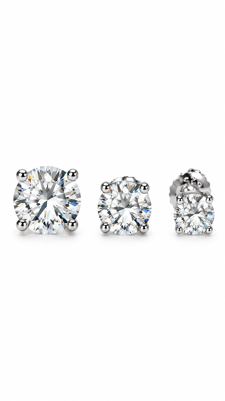 925 Four Prong Silver Studs