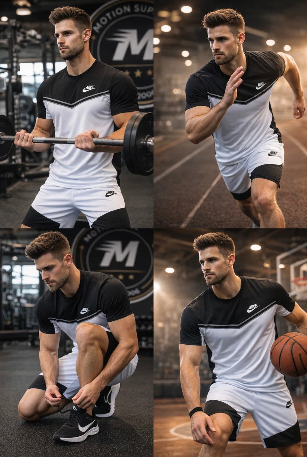 Nike Dri-Fit Set | Men’s T-Shirt & Shorts | White/Black | Gym/Running | M L XL🏴☑️