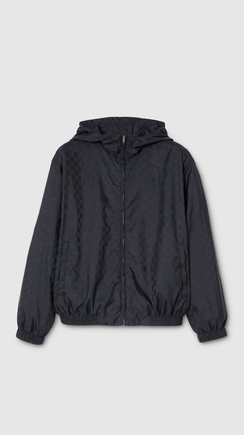 Gucci GG Nylon Zip Windbreaker Jacket Black