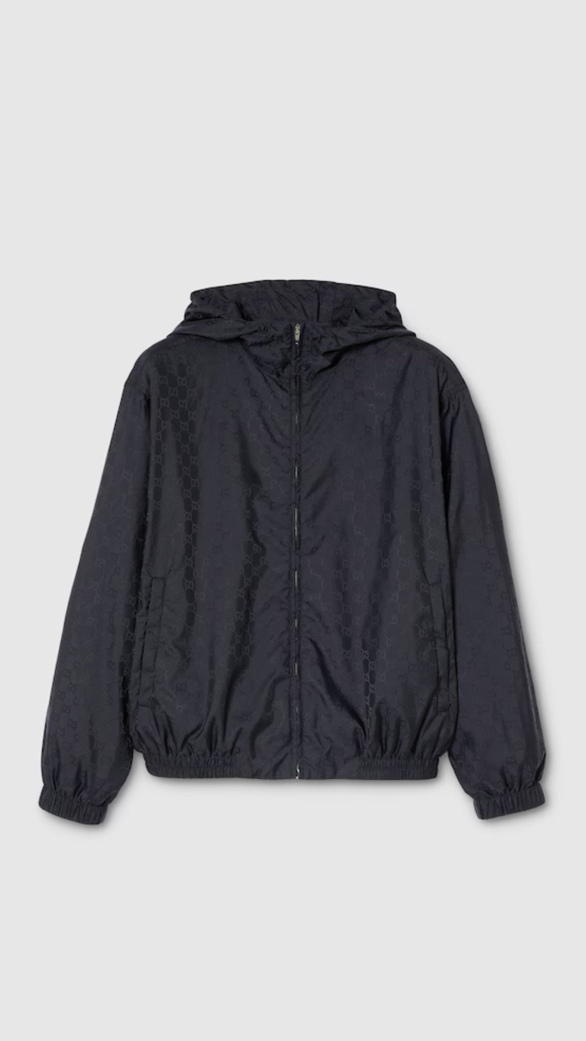 Gucci GG Nylon Zip Windbreaker Jacket Black
