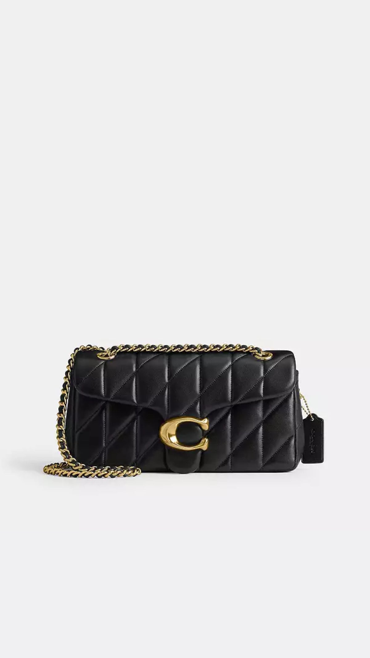 COACH Tabby 26 Quilted Leather Shoulder Bag Black Gold